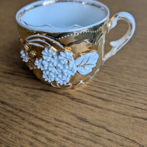 Vintage Floral Gold-Trimmed Teacup